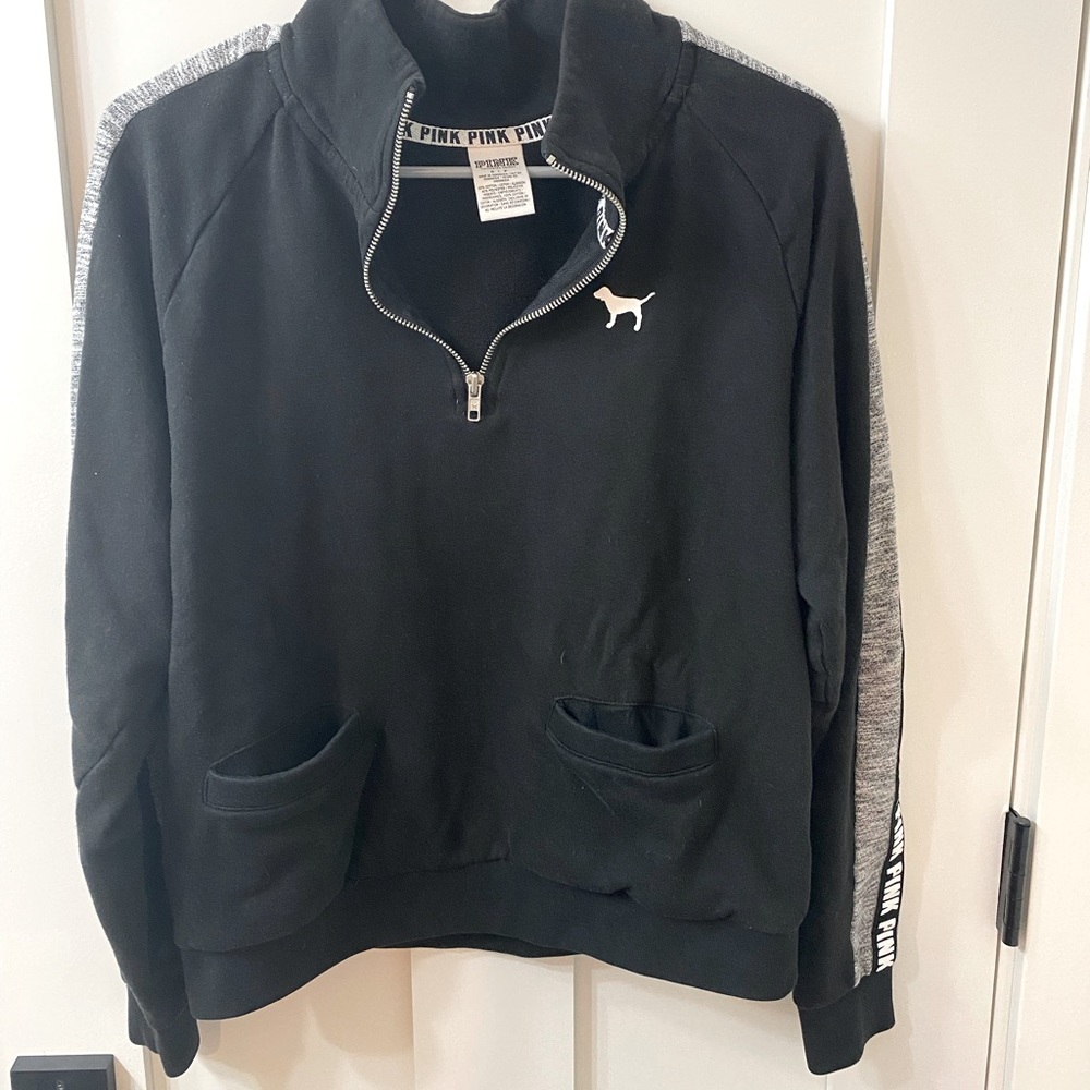 VS PINK black half zip pullover